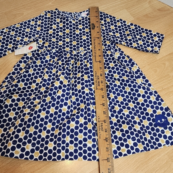 NWT Smiling Button Hedgehog Navy Polka Dot Cotton Dress Pockets Size 5 - Picture 14 of 16
